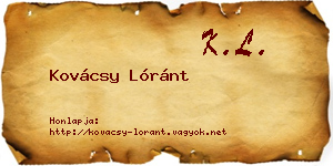 Kovácsy Lóránt névjegykártya